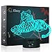 Tiger 3D Night Light Lamp,Elstey 7 Color Changing Optical Illusion LED Lights with Acrylic Flat & ABS Base & USB Cable Touch Desk Lamps for Holiday Gift