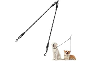 Taglory Double Dog Leash | Reflective Rope | No Tangle | Double Leash for Two Dogs | Puppy Small Medium Breeds | Black