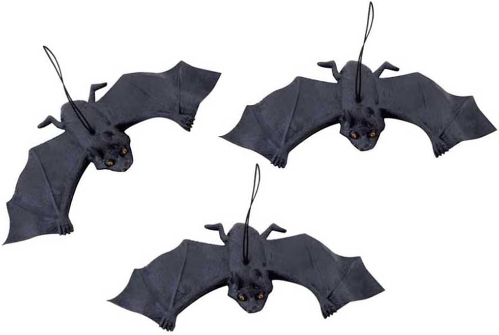 Gooday 6 PCS Halloween Bats Party Decoration Rubber Hanging Bats Halloween Decorations,Halloween Entire Simulation Toy Bats Pendant