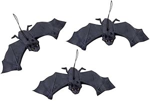 Gooday 6 PCS Halloween Bats Party Decoration Rubber Hanging Bats Halloween Decorations,Halloween Entire Simulation Toy Bats Pendant