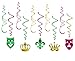 30Ct Mardi Gras Hanging Party Decorations - Ceiling Swirl Crown Mask Supplies Decor
