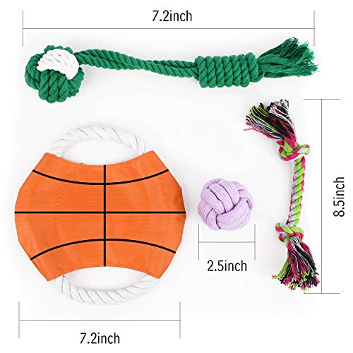 Kamots Beauty Dog Rope Toys, Puppy Chew Toys, Puppy Teething Toys, Dog Toy Ball, Dog Flying Discs, Dog Toys Set for Small Medium Pet Aggressive Chewers