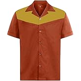 Anchor MSJ Men's 50s Retro Camp Rockabilly Style Cotton Mens Dress Shirts Bowling Shirts