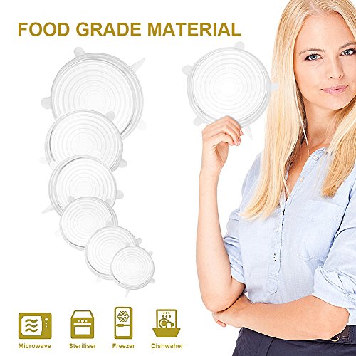 Reusable Silicone Stretch Lids for Bowl,Cup,Pot,Pan,Dish,Microwave Food Covers, Flexible Silicone Lids Food Wrap Apply to All Kinds of Food Storage Container.