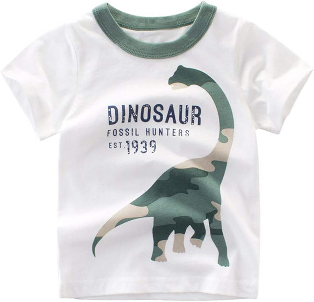 Toddler Boy Tees Short Sleeve Tops T-Shirt Summer Graphic Crewneck Cotton Casual Tshirt 3 Packs Sets: Clothing