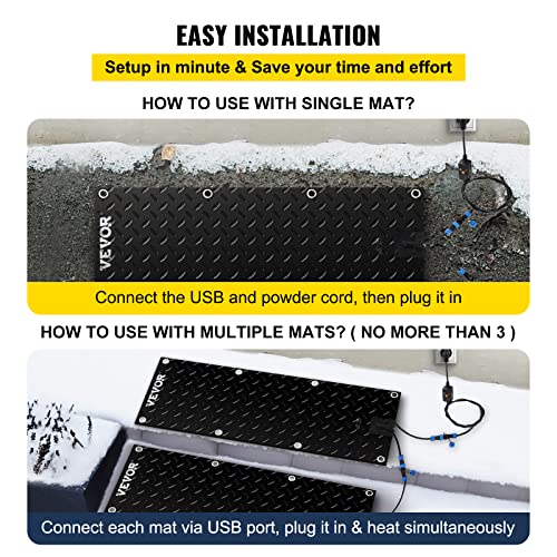 VEVOR Snow Melting Mat, 10in x 48in Heated Walkway Mat, 120V Snow and