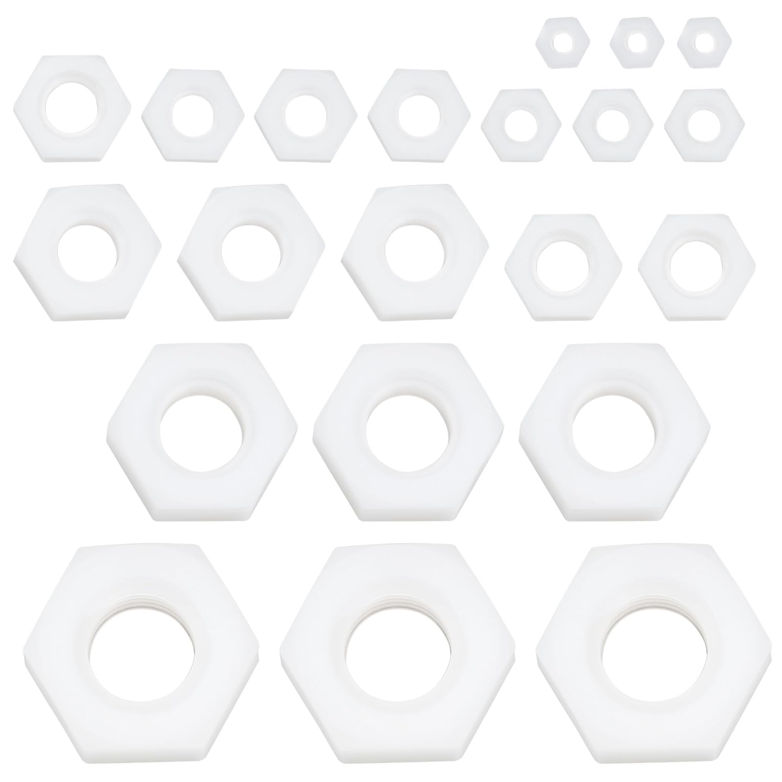 ECSiNG 105Pcs M2 M3 M4 M5 M6 M8 M10 Nylon 66 Hex Full Nuts Din 934 Nylon Hexagon Nuts Hexagon Screw Fastener Plastic Hex Nuts for Screws Bolts