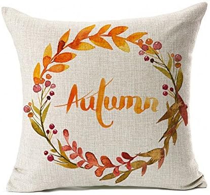 Autumn Leaf Wreath Throw Pillow Case Cushion Cover Decorative 18" x 18"