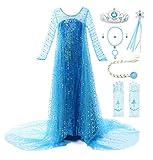 JerrisApparel Girls Princess Elsa Costume Birthday Party Halloween Cosplay Dress up (3T, Blue with Accessories 2)