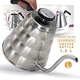 Pour Over Coffee Kettle with Thermometer - Gooseneck Drip Stainless Steel Stovetop Teapot (1.2L)