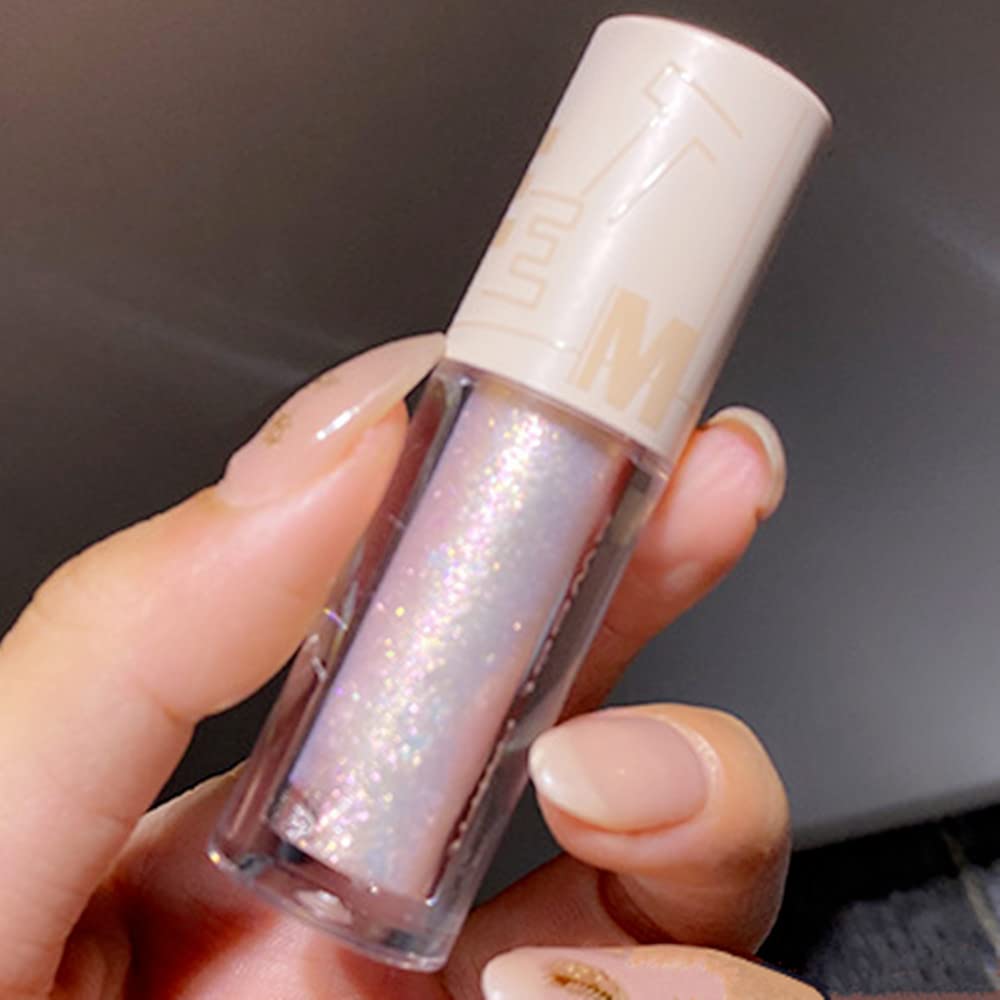 Go Ho Glitter Eyeshadow, Liquid Eyeshadow, Eyeliner Diamond Sparkle Eye Stick - Shimmer & Shine Makeup Glitter Lip Gloss for Women - 02# Peach Champagne