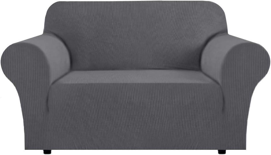 1 Piece Furniture Cover for Loveseat Loveseat Slipcovers for 2 Cushions Sofa Rich Textured High Spandex Checked Pattern Loveseat Covers for Living Room, 2 Seater, Charcoal Gray: Home & Kitchen