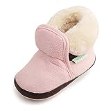 Delebao Baby Classic Soft Sole Winter Warm Snow Boots Prewalker Crib Shoes (9-12 Months, Pink 2)