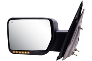 TNMT Towing Mirrors Left Driver Side Compatible with 2007-2014 Ford F-150 Puddle Light, Amber Turn Signal, Electric Adjustable Glass, Heated, Flat Mirror Electric Adjustment, Left