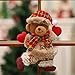 Bcharm Christmas Tree Ornament Sets, 4pc Christmas Plush & Plaids Dolls for Decoration, Santa/Snowman/Elk/Bear