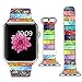 Viwell Compatible with iWatch Band 42mm 44mm, Floral Leather Band Replacement Strap for iWatch Series 5, Series 4,Series 3,Series 2,Series 1,Sport, Edition Retro Colorful Horizontal Stripes