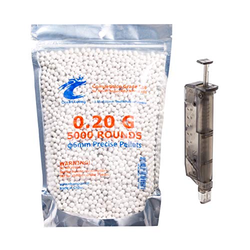 Airsoft BBS 0.20g 5000 Rounds, Match Grade High Precision BB Pellet, Plastic 0.20 Gram 6mm BBS
