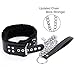AOTENG STAR PU Leather Fur Collars Choker with Chain Detachable Leash for Women -Black