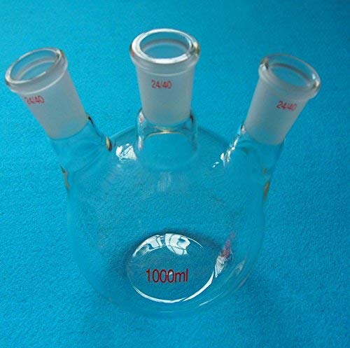 1000ml,3-Neck,24/40,Flat Bottom Glass Flask,Three Neck,Laboratory Boiling Vessel