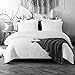 DuShow White Duvet Cover King Size,3 Pieces Seersucker Duvet Cover Set,Soft Breathable Washed Microfiber Bedding Set,Textured Duvet Cover with Zipper Closure for All Season