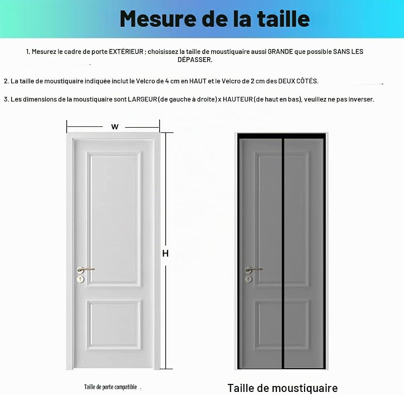 Moustiquaire Magnétique pour Porte 75x210 cm, Fibre de Verre, Noire