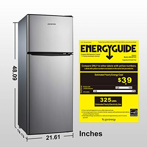 AMANA AMAR46TS1E Compact Refrigerator, Dual Door Fridge Adjustable