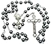 Westman Works First Holy Communion Rosary Hematite Beads with Metal Crucifix & Center Made in Italy