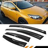 Cuztom Tuning 3D Style Smoke Tinted Window Visor Shade Rain Guard for 2009-2018 Ford Focus 4 Door Hatchback ST