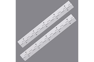 EYSOLD [2-Pack] 10-Inch White 304 Stainless Steel Piano Hinges,Heavy Duty 0.05-Inch Thick Continuous Hinges,2-Inch Open Width,Ideal for Modern Cabinet Doors, Display Cases & Furniture Hardware