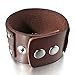 INBLUE Men's Alloy Genuine Leather Bracelet Bangle Cuff Brown Silver Tone Black White Adjustable