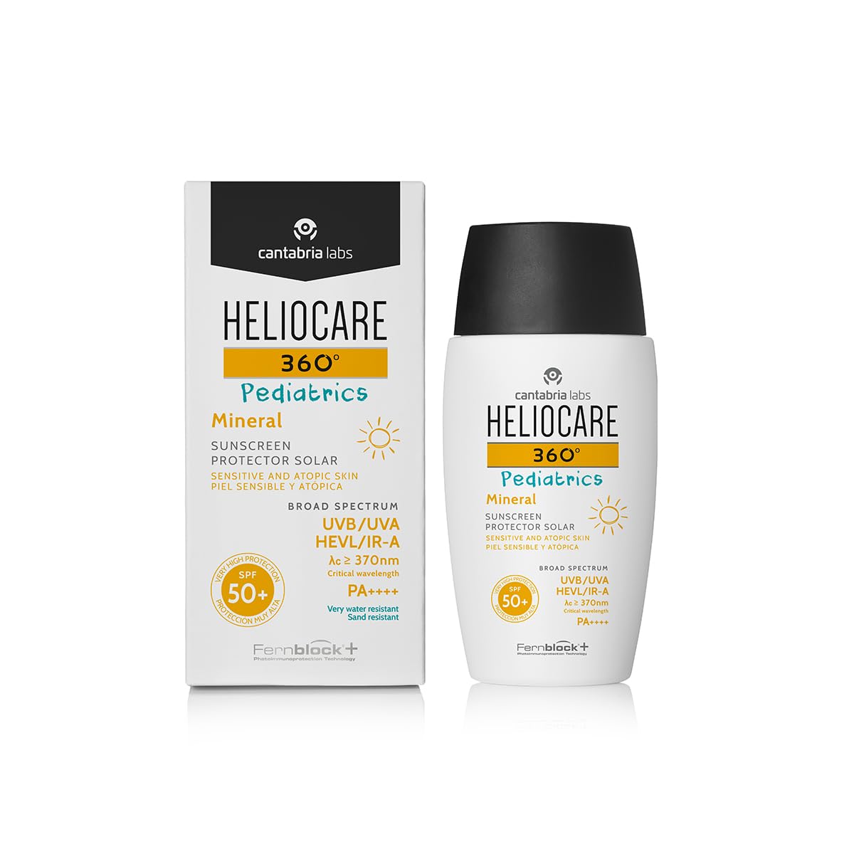 Heliocare 360° Pediatrics Mineral - 50ml | Fluid Lotion for Face & Body | SPF UVA UVB Visible Light Infrared-A Sun Protection | For Kids Sensitive Skin | Features Niacinamide