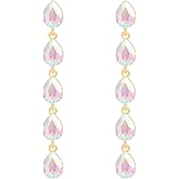 Teardrop Austrian Crystal Dangle Oversized Earrings for Women 14K Glod Jewelry