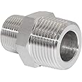 JoyTube Reducing Hex Nipple, 1/2" x 1/4" Male NPT Threaded Reducing Nipple Fitting, 304 Stainless Steel Pipe Fitting
