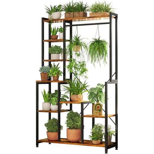 Simple Wisdom Soporte para Plantas de Metal,Soporte para Macetas Grandes,Estante para Plantas 9 Unidades Independientes para Almacenar Plantas en Macetas,Percha de Ropa para Plantas