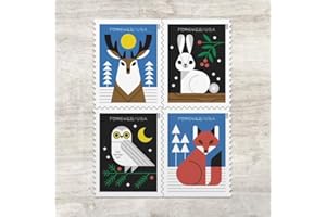 Winter Woodland 2023 Forever Postage Book of 20 Self-Stick Stamps for USPS First Class Envelopes (20 Stamps), GBFV100, Flower