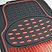 BDK Real Heavy Duty Metallic Rubber Mats for Car SUV and Truck (Red Black) - All Weather Protection, Trimmable