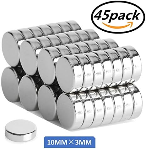 Round Refrigerator Magnets,45PCS 10X3MM Small Cylinder Magnets for Fridge, Kitchen, Home, Office, School, Science, Crafts