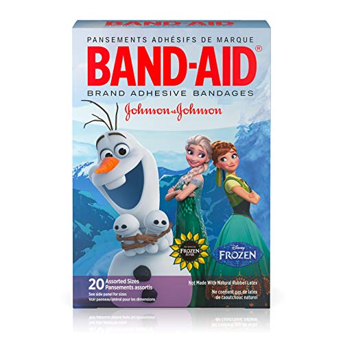 vendas adhesivas para niños de la marca band-aid para cortes y raspaduras menores, disney frozen, varios tamaños, 20 u.