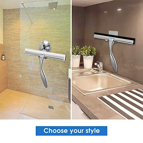 ALITA Bathroom Shower Window Squeegee - Deluxe Cleaning Tool for Mirror/Glass/Car Windshield/Kitchen, Stainless Steel, All Purpose Squeegee Wiper with Replacement Blade and Hook, 10 Inch