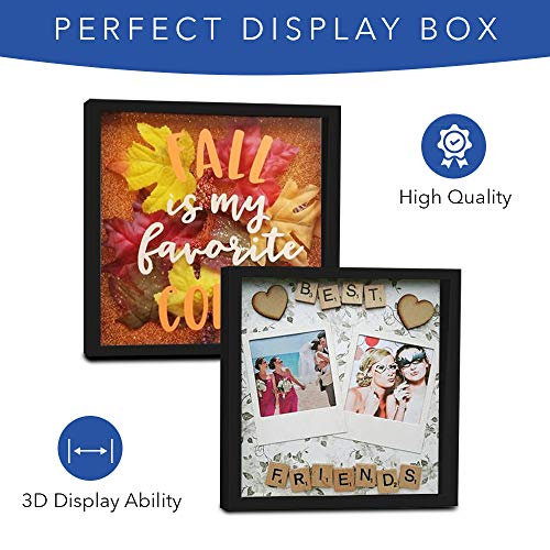 image for Kendalkare 8x8 Inch Black Shadow Box Picture Frames - Deep Photo Frame