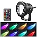 Lemonbest Outdoor Decorative Lamp Lighting RGB 10W Color Changing LED Landscape Garden Wall Yard Path Lawn Light DC 12V Spiked Stand Remote Control, Pack of 4