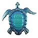 LIFFY Turtle Wall Decor Outdoor Nautical Metal Art Blue Hanging Glass Sea Sculpture for Patio, Pool or Bathroom