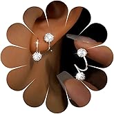 Sttiafay Boho Crystal Ear Cuff Earrings Silver Twist Wrap Spiral Earrings Cubic Zirconia Climber Studs Jewelry for Women