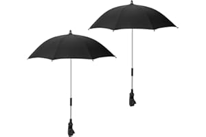 Hillban 2 Pcs Baby Stroller Parasol with Clamp Universal Umbrella Foldable Sun Shade Protection Waterproof Shading Umbrella Adjustable Umbrella for Trolley Bike Wheelchair