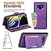 CORNMI Note 9 Wallet Case, Mirror 13 Card Holders Crossbody Wrist Strap kickstand Detachable Purse Leather Folio Zipper Pocket Flip protective Cover for N9 Purple