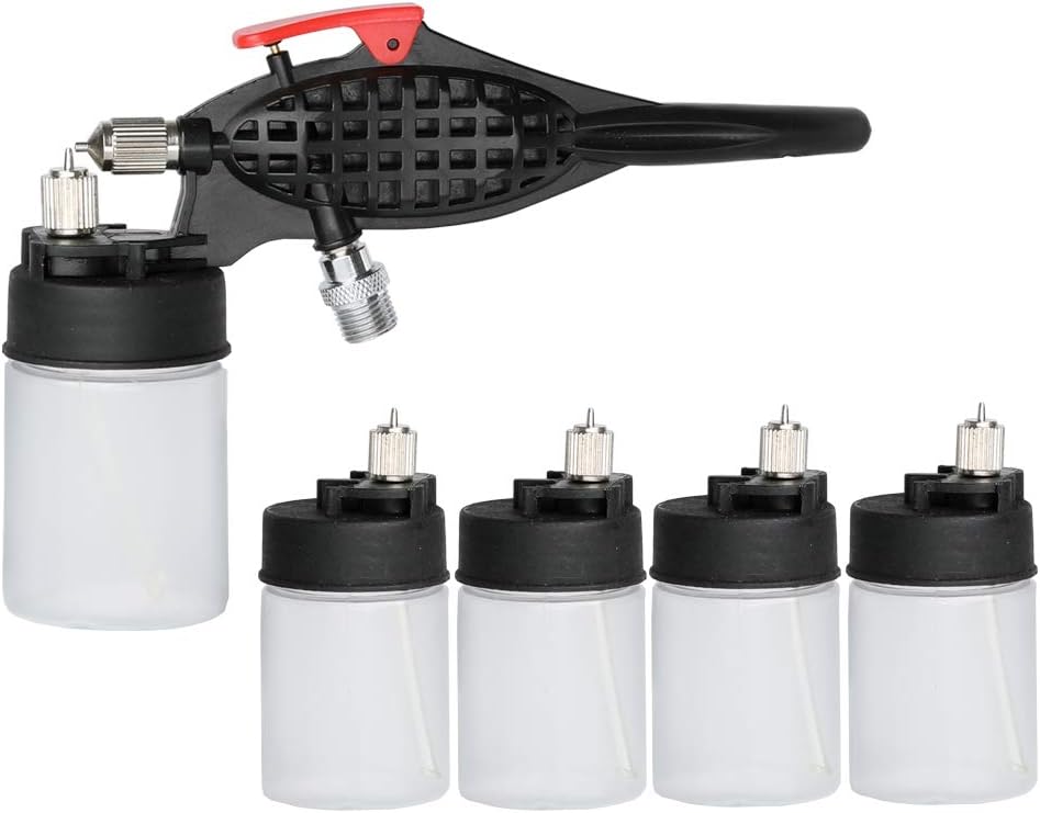 OPHIR 0.3MM Airbrush Kit Siphon Feed with 5 Bottles for Model Crafts