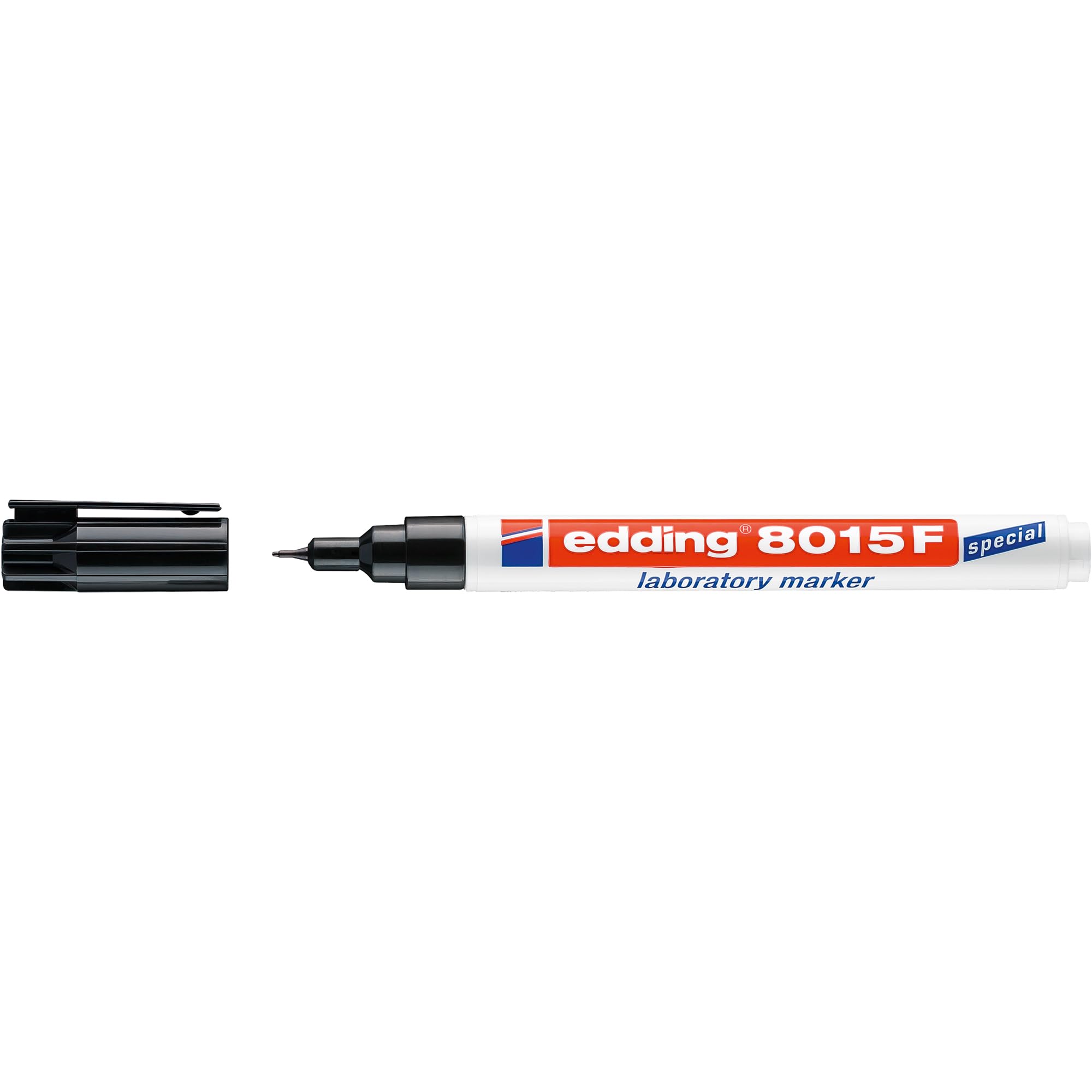 edding 8015 F laboratory marker - black - 1 pen - fine round nib 0.75 mm - ideal for extra-fine labelling of smooth and transparent surfaces (e.g. reaction vessels, lab equipment, labels)
