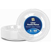 R-kay 100 Pack 6 Inch Clear Plastic Plates - Heavy Duty Small Dessert Plates - Microwavable Small Appetizer Plates - Premium 6 inch Disposable Plates