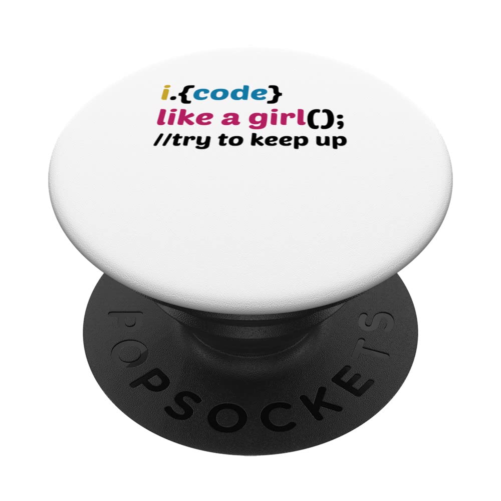 Code Like A Girl Coder Programmer Software Developer Admin PopSockets Swappable PopGrip