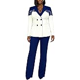 Seltaon Women Suits 2 Piece Set Business Casual Dressy Blazers and Pants Suit Semi Formal Work Outfits Plus Size